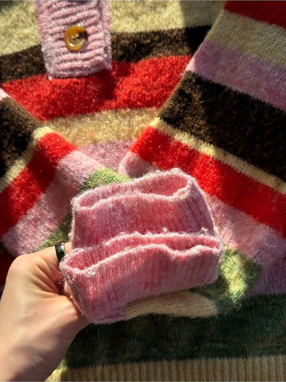 Lisa Says Gah Alaia Polo Sweater in Pink & Green - Picture 10 of 10